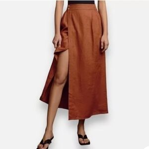 Anthropologie Linen Wrap Skirt Size 12